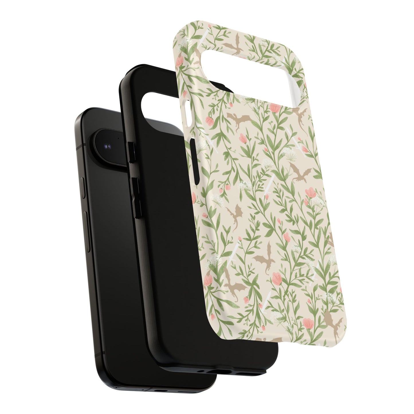 Fantasy Floral Dragons Tough Cases, Romantasy Reader Gift, Bookish Merch