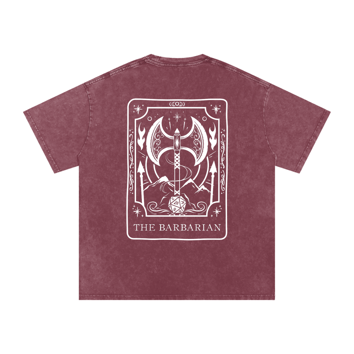 Barbarian Tarot Card Snow Wash Cotton Shirt | TTRPG Character Class Tee