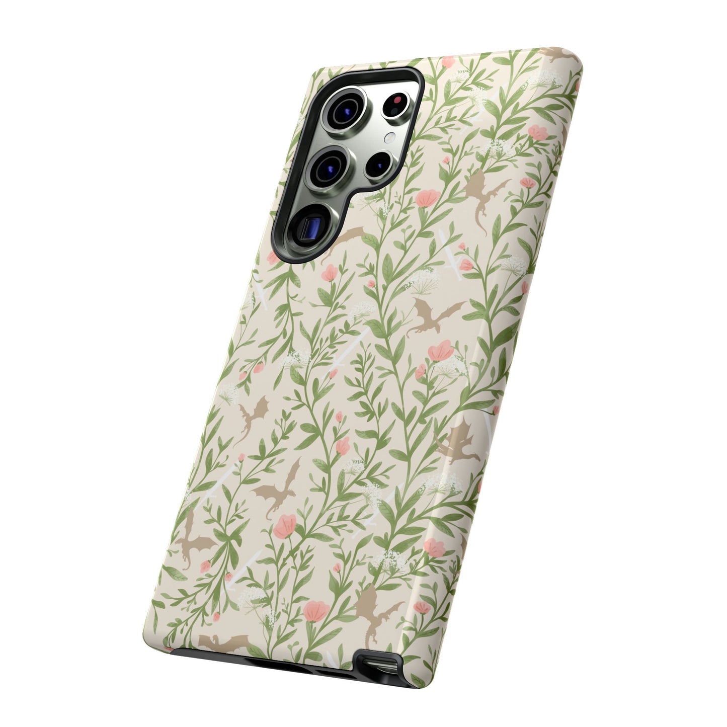 Fantasy Floral Dragons Tough Cases, Romantasy Reader Gift, Bookish Merch