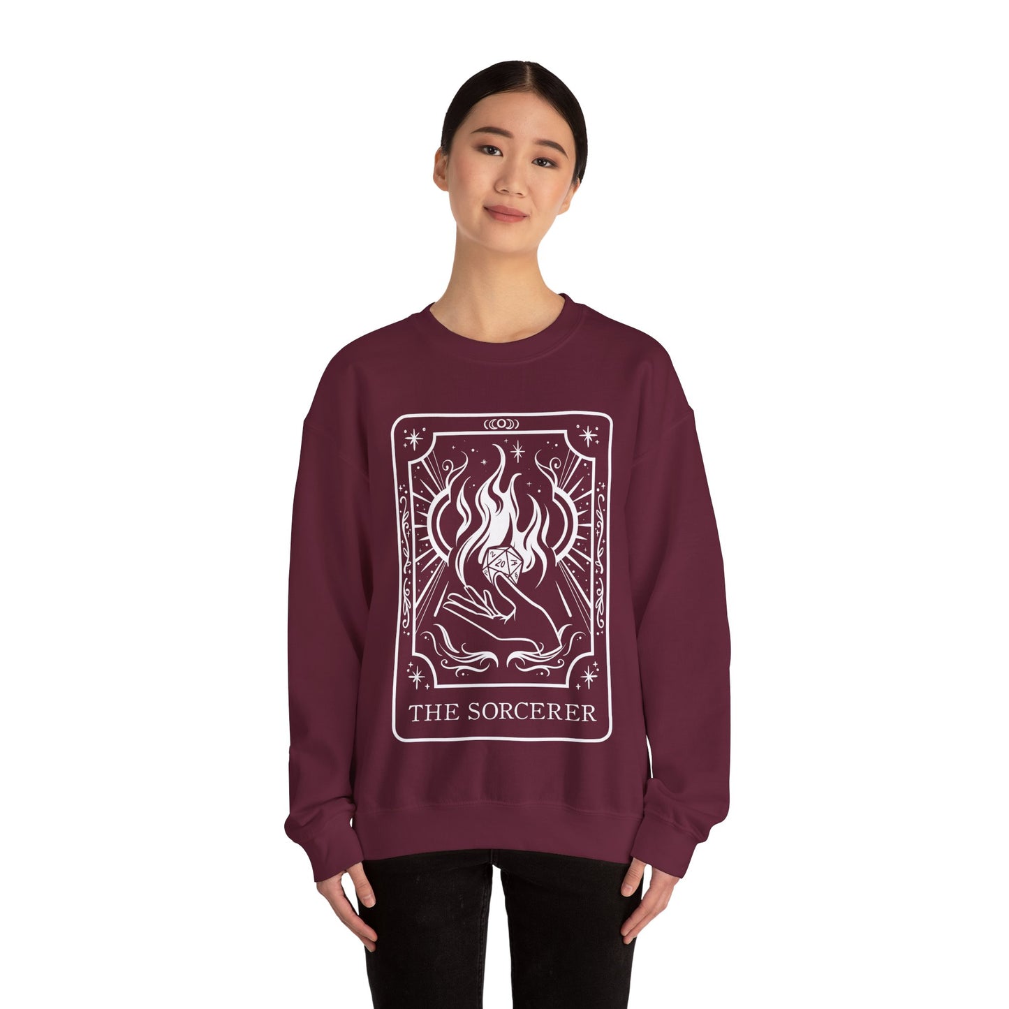 Sorcerer Tarot Card Gildan Sweatshirt Shirt | TTRPG Character Class Crewneck