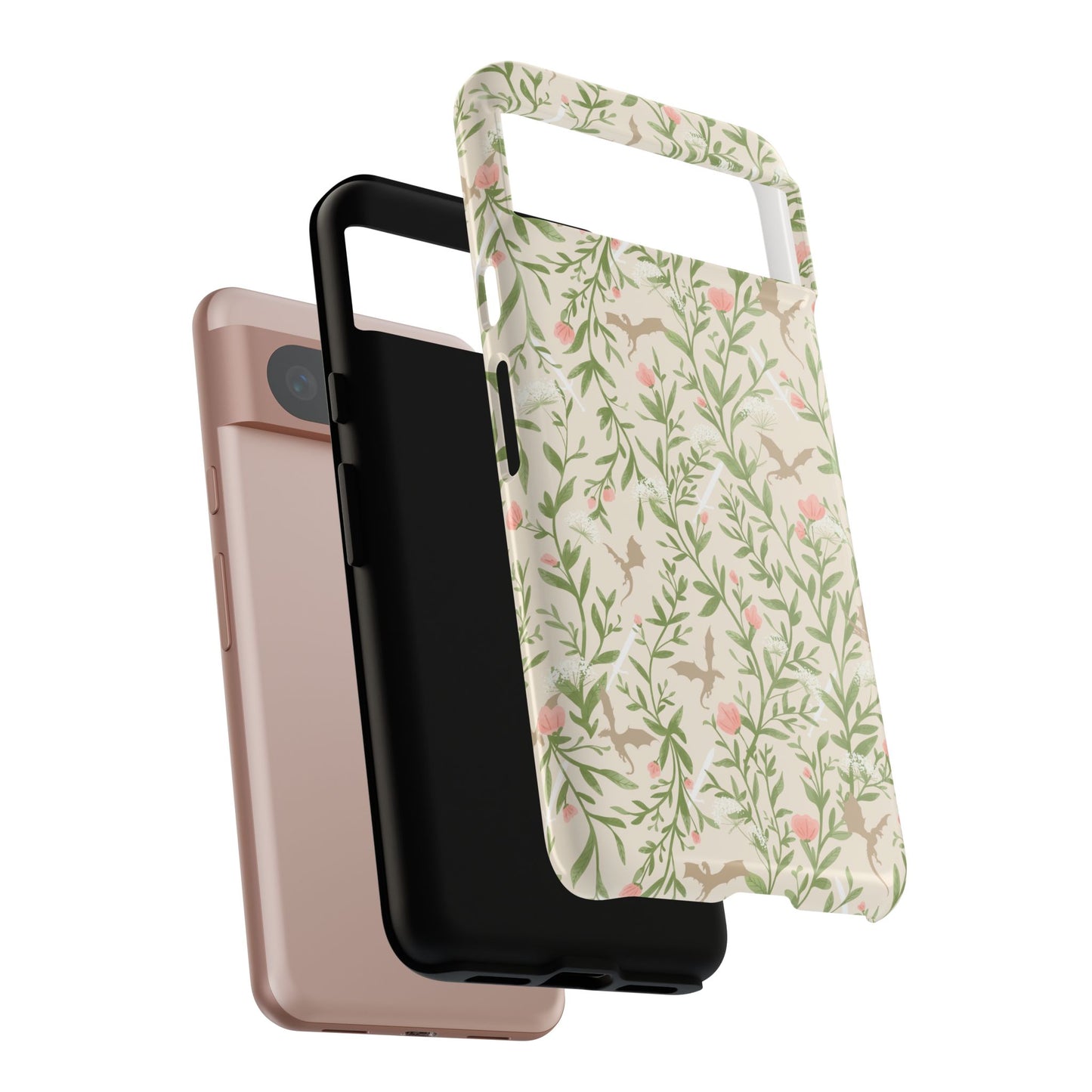 Fantasy Floral Dragons Tough Cases, Romantasy Reader Gift, Bookish Merch