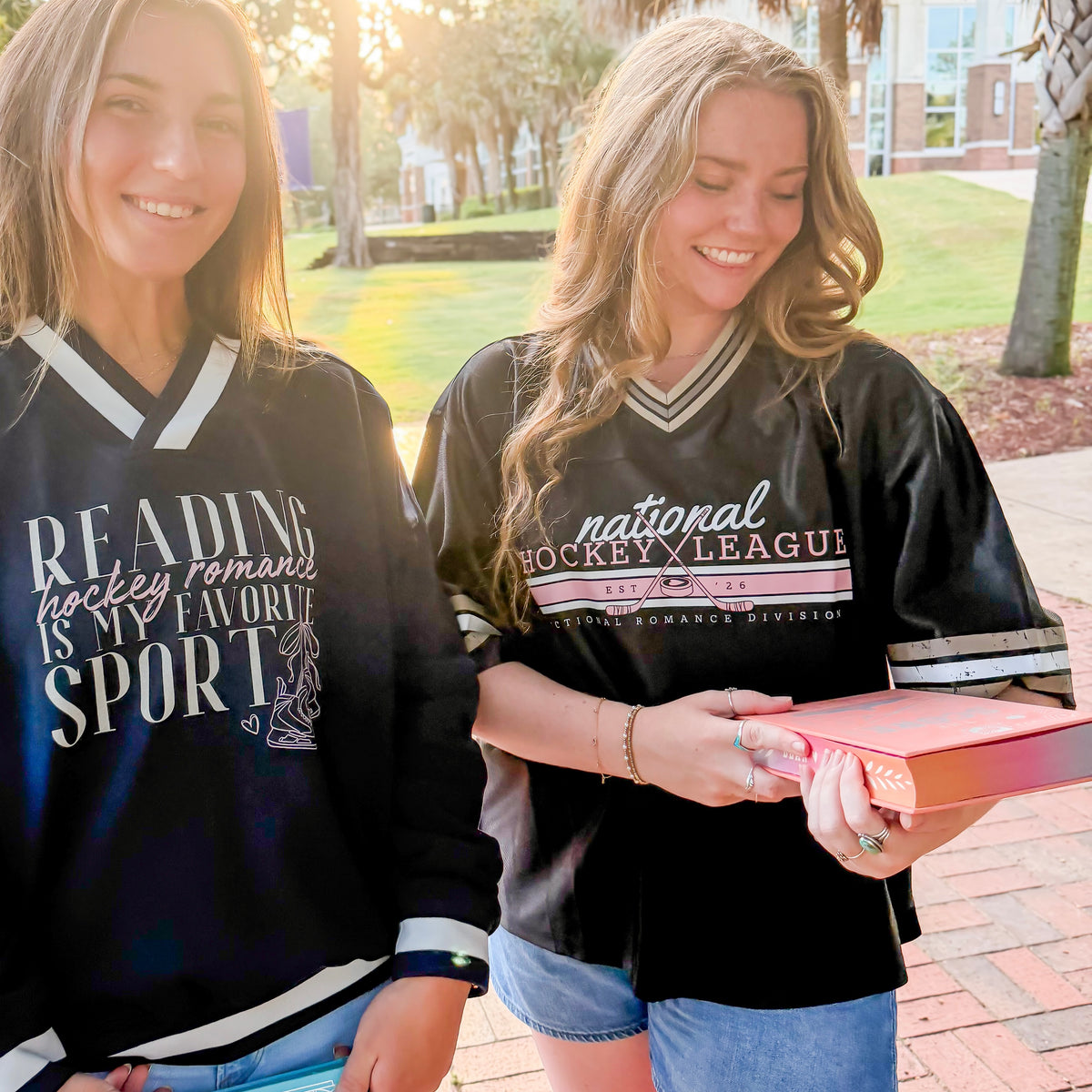 Hockey Romance Reader Boxy Striped Jersey | Fictional Hockey Player Book Boyfriend