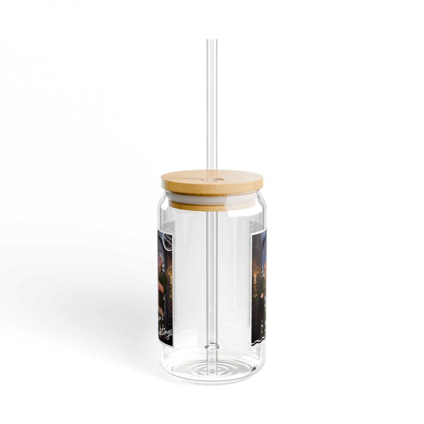 Seasons Greetings TOG 16oz Holiday Sipper Glass with Straw