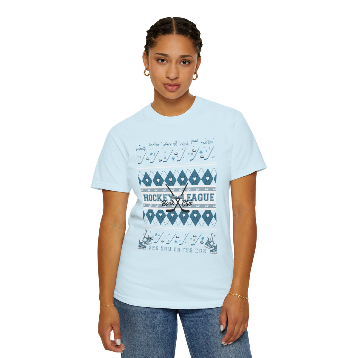 Hockey League Book Club Patterned T-Shirt