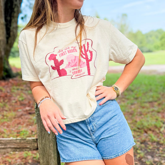 This Ain’t My First Rodeo Comfort Colors Boxy Crop Tee | Cowboy Romance Reader Shirt