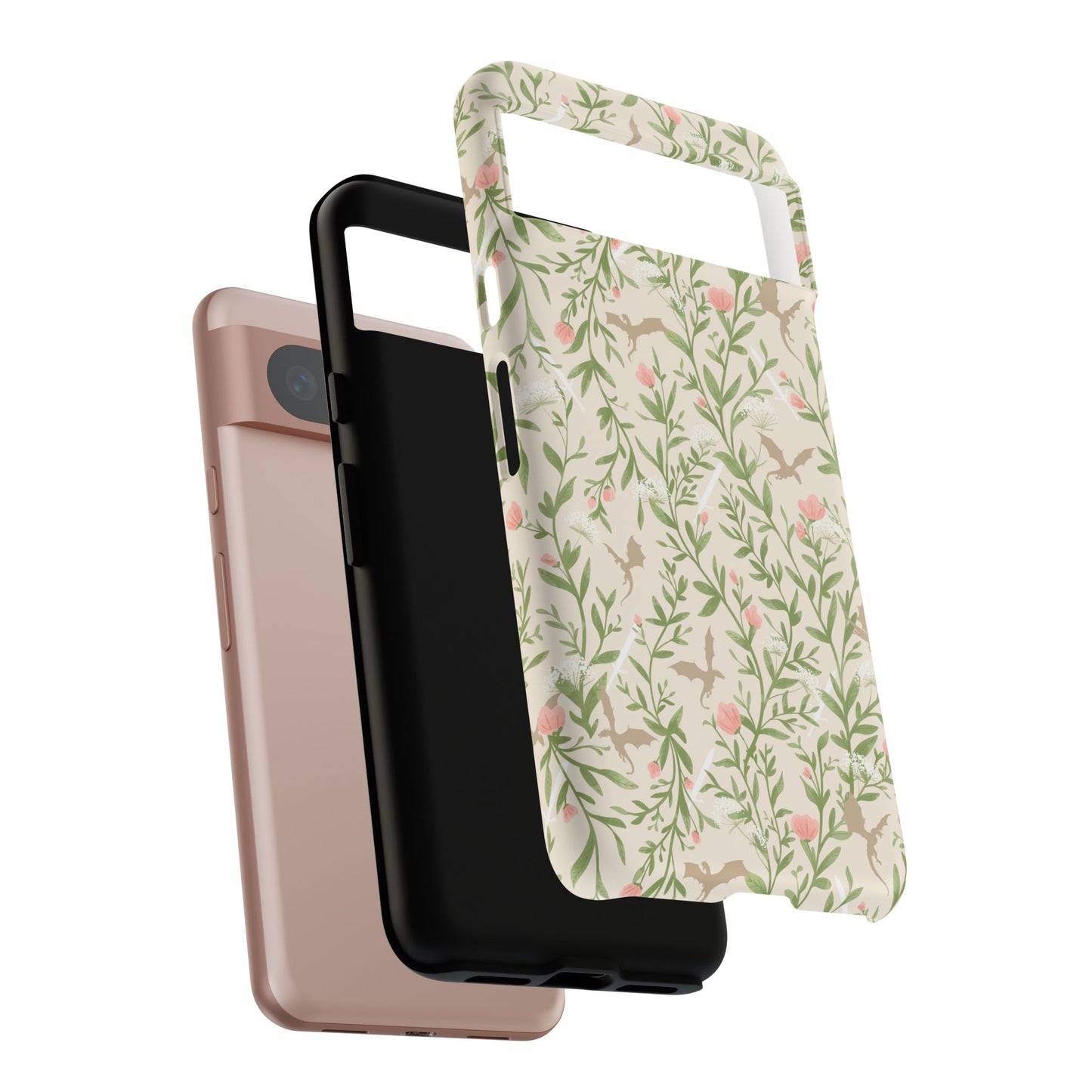Fantasy Floral Dragons Tough Cases, Romantasy Reader Gift, Bookish Merch