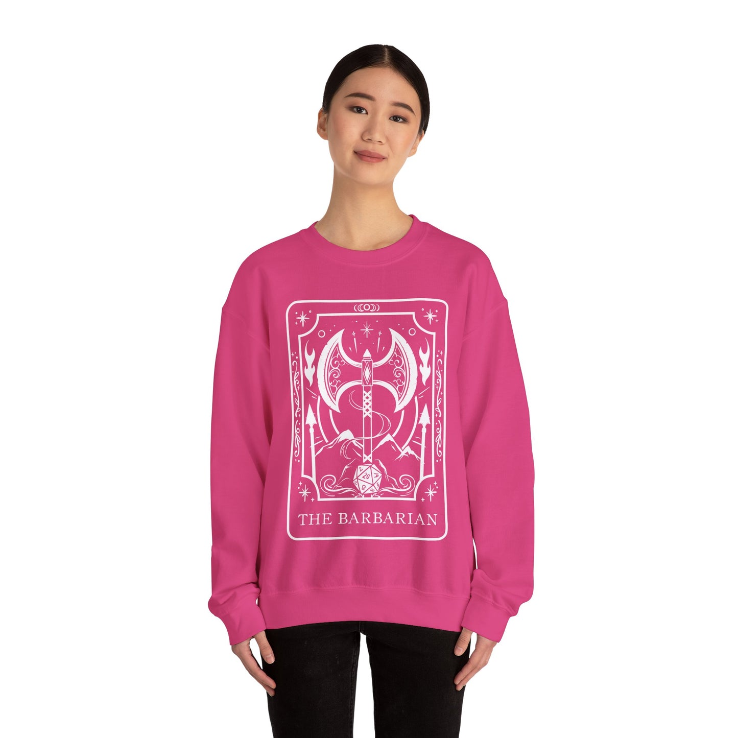 Barbarian Tarot Card Gildan Sweatshirt Shirt | TTRPG Character Class Crewneck