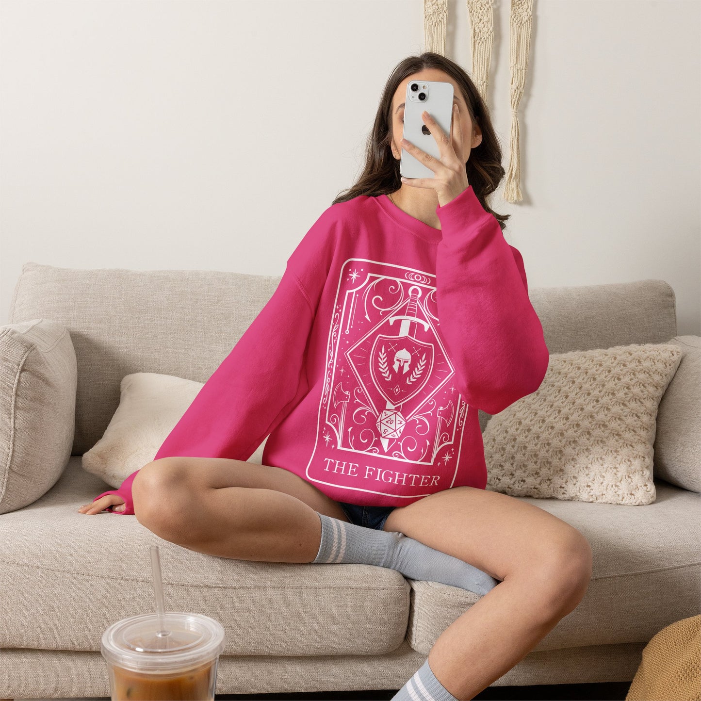 Fighter Tarot Card Gildan Sweatshirt Shirt | TTRPG Character Class Crewneck