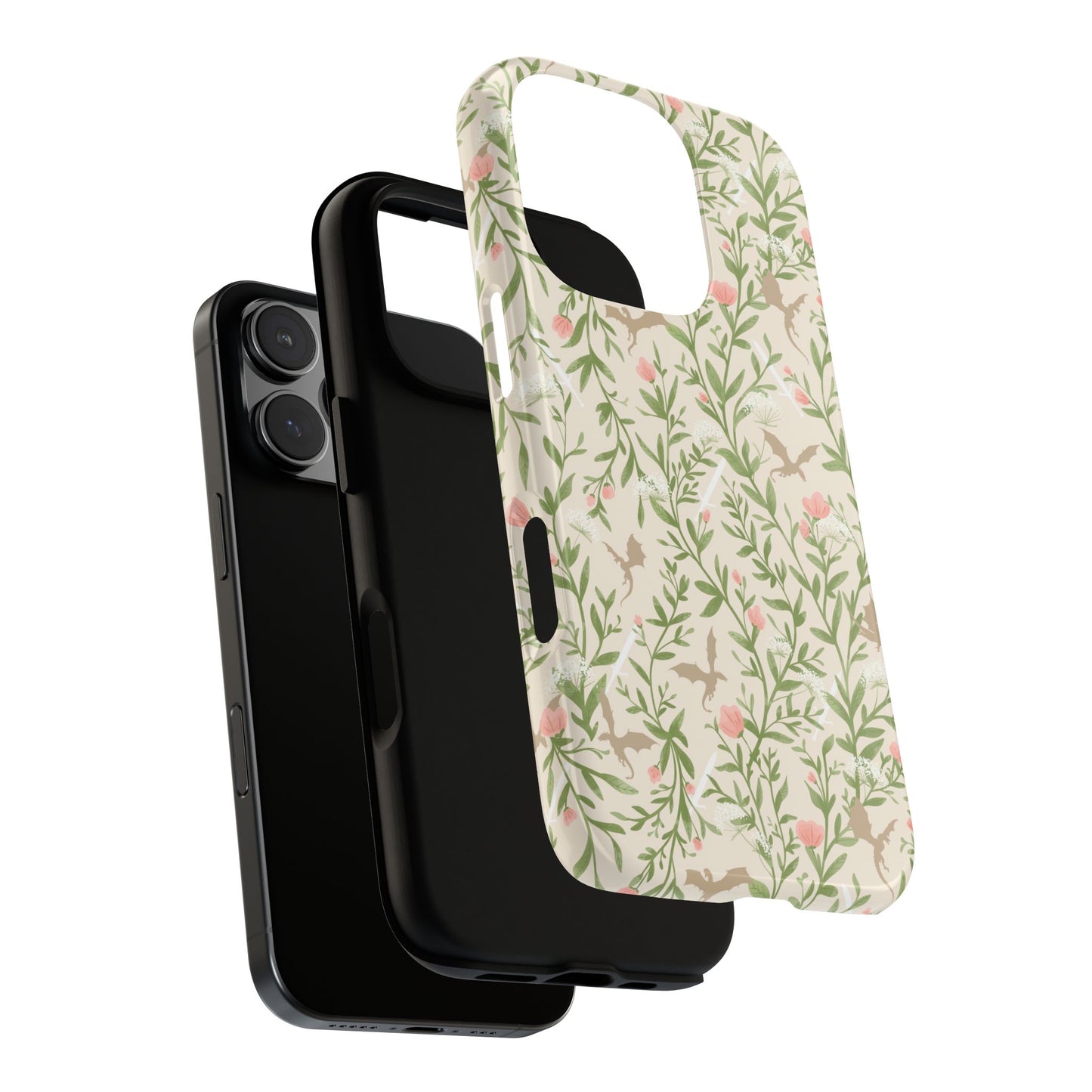 Fantasy Floral Dragons Tough Cases, Romantasy Reader Gift, Bookish Merch