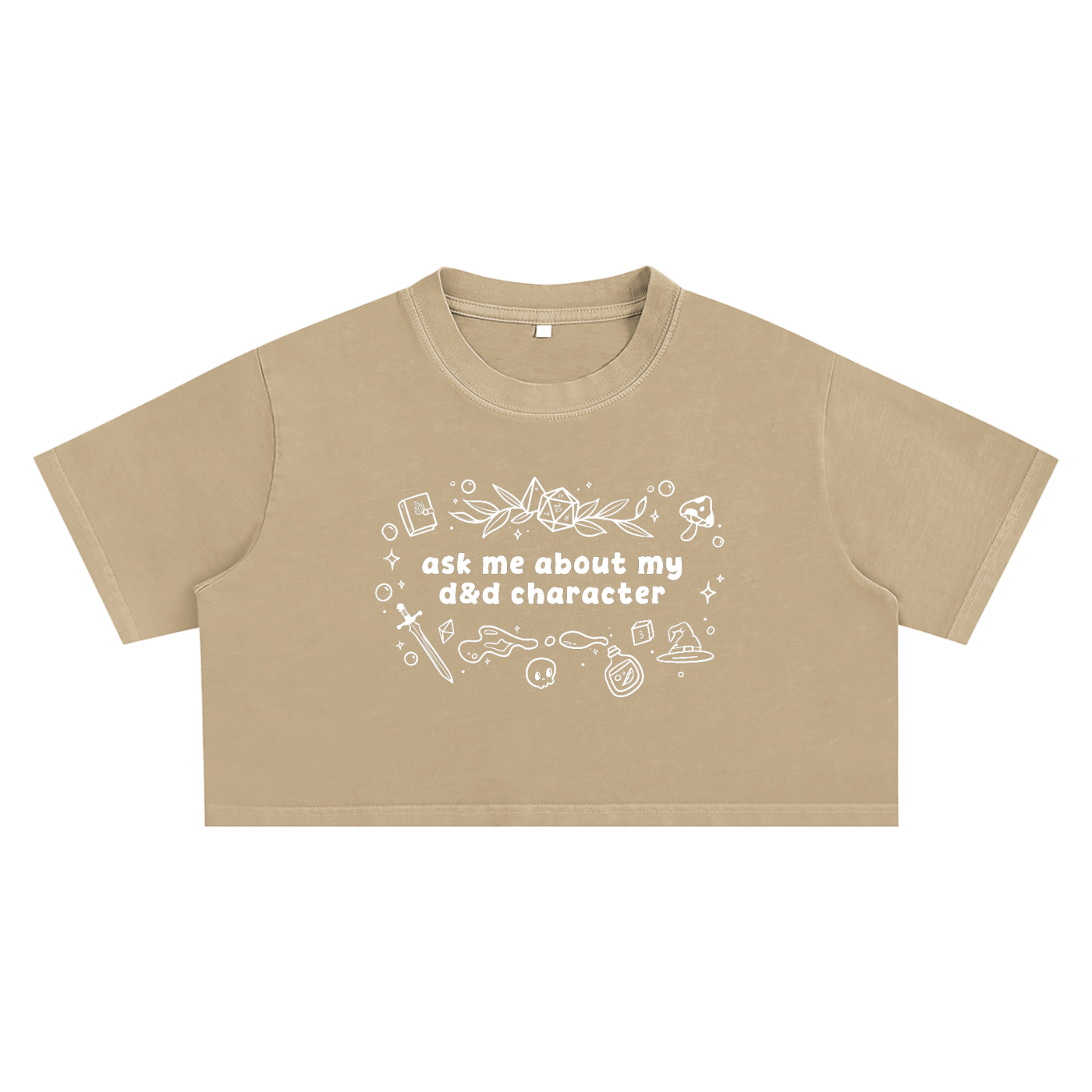 Ask Me About My D&D Character Women’s Cropped Tee | Cute Tabletop RPG Crop Top | Fantasy Gamer Shirt