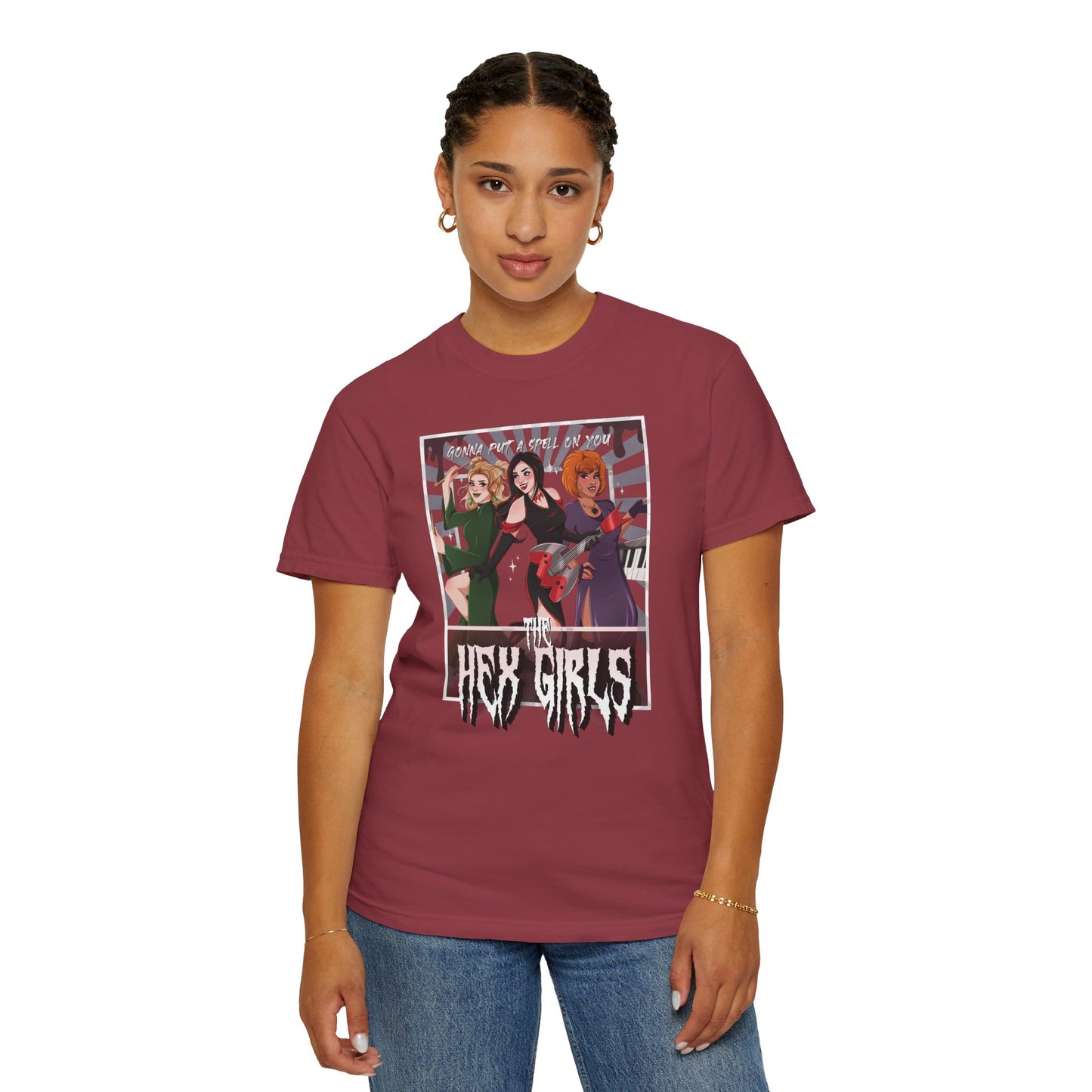 2-Sided Witch Girl Band T-Shirt, Spooky Season Graphic Tee