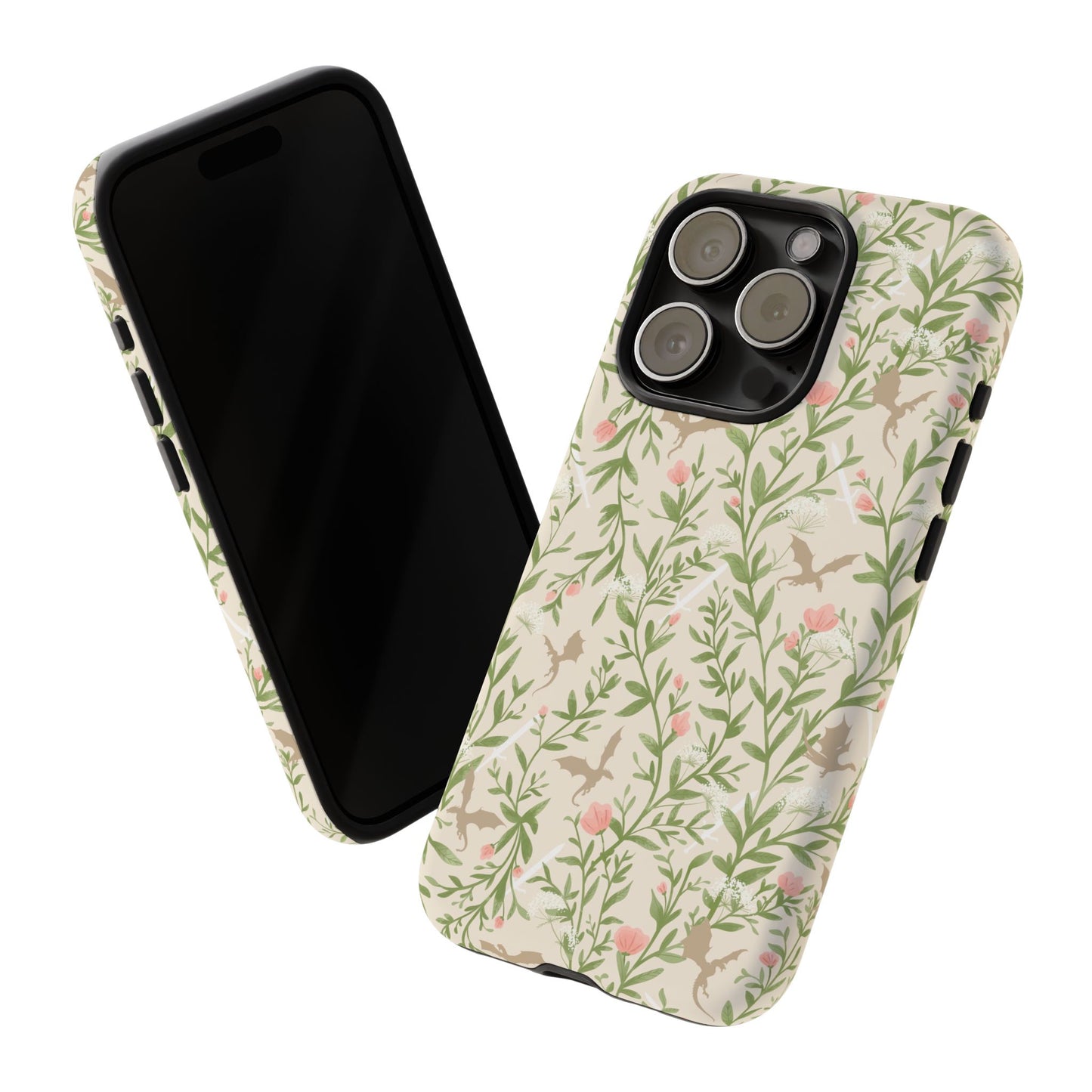 Fantasy Floral Dragons Tough Cases, Romantasy Reader Gift, Bookish Merch