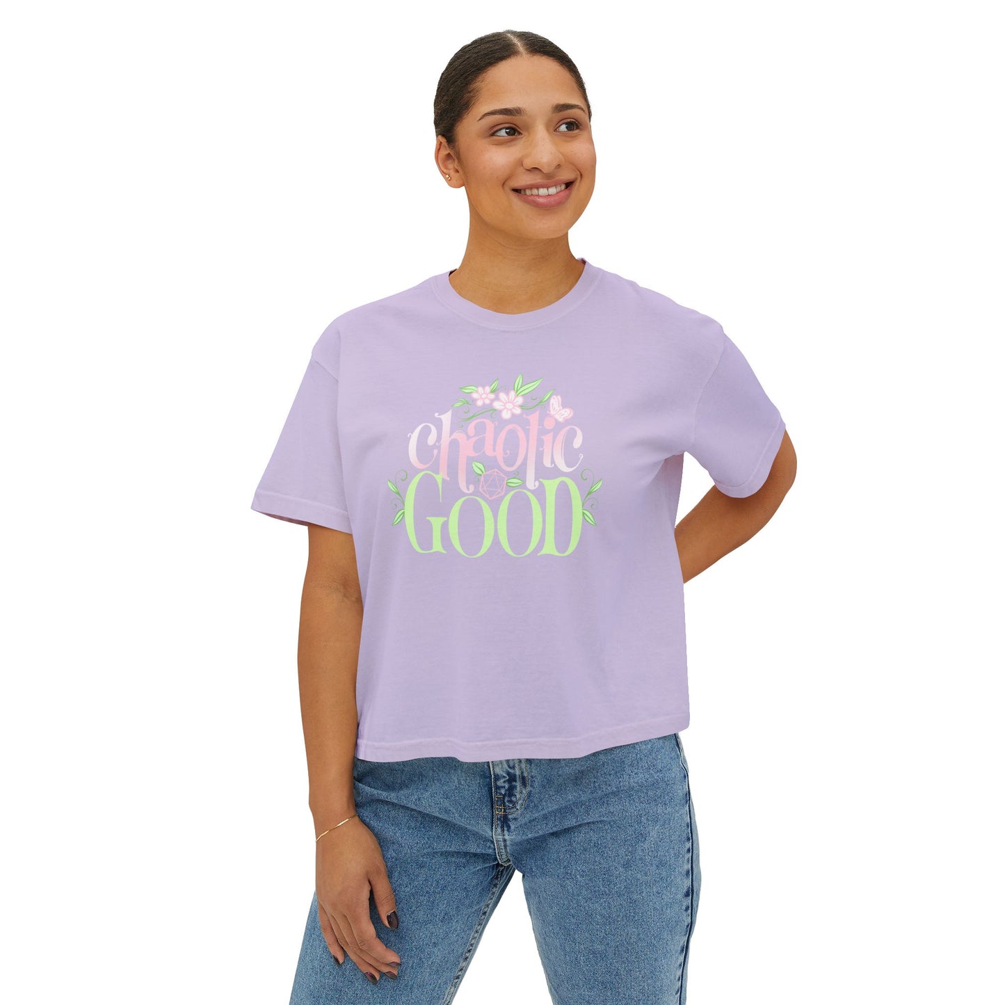 Chaotic Good Crop Tee – DnD Shirt | Boxy Cropped TTRPG Gamer Tee Aesthetic