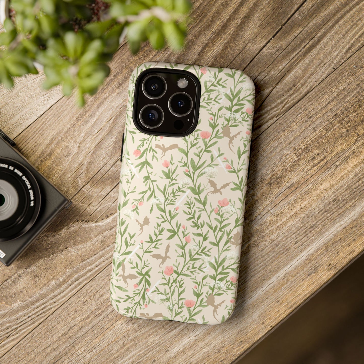 Fantasy Floral Dragons Tough Cases, Romantasy Reader Gift, Bookish Merch