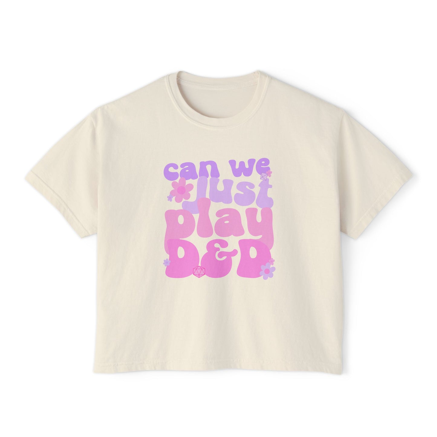 Can We Just Play TTRPG Boxy Crop Shirt, Tabletop Gamer Tee, Cute Dice Shirt, Fantasy Roleplaying Shirt, D20 Gamer Gift, Cozy Nerdy Graphic Tee