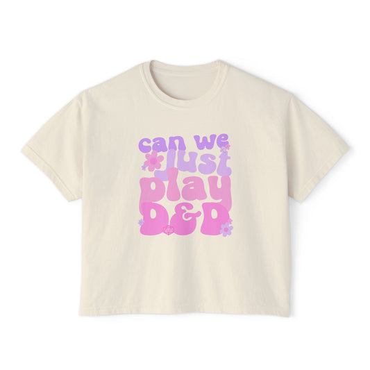 Can We Just Play TTRPG Boxy Crop Shirt, Tabletop Gamer Tee, Cute Dice Shirt, Fantasy Roleplaying Shirt, D20 Gamer Gift, Cozy Nerdy Graphic Tee