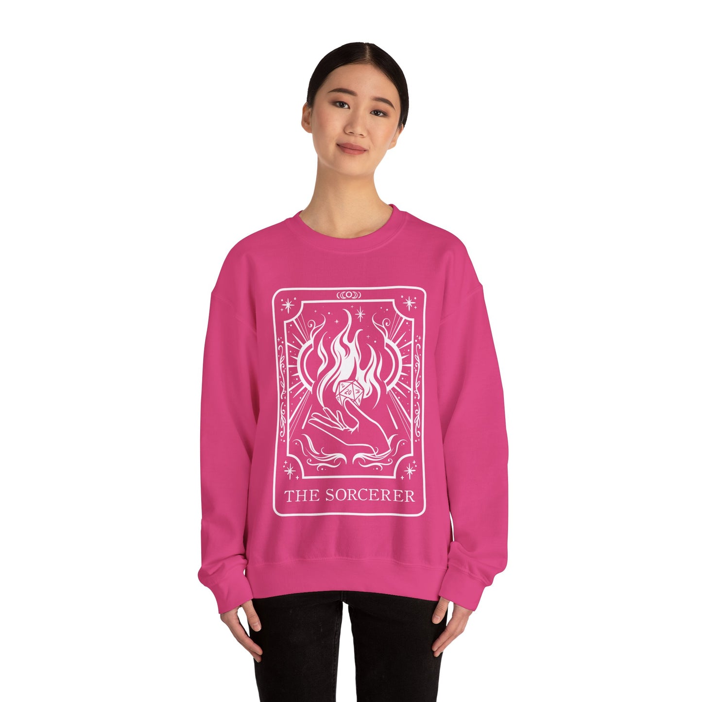 Sorcerer Tarot Card Gildan Sweatshirt Shirt | TTRPG Character Class Crewneck