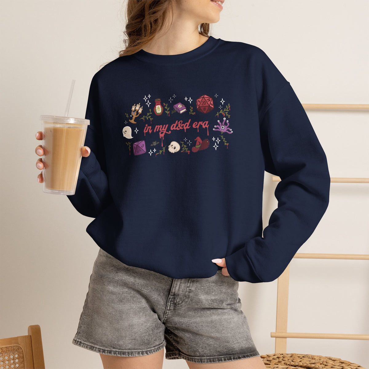 “In My Fantasy Era” Gildan Sweatshirt | Dark Academia TTRPG Crewneck | Witchy Dice & Potion Graphic Sweatshirt