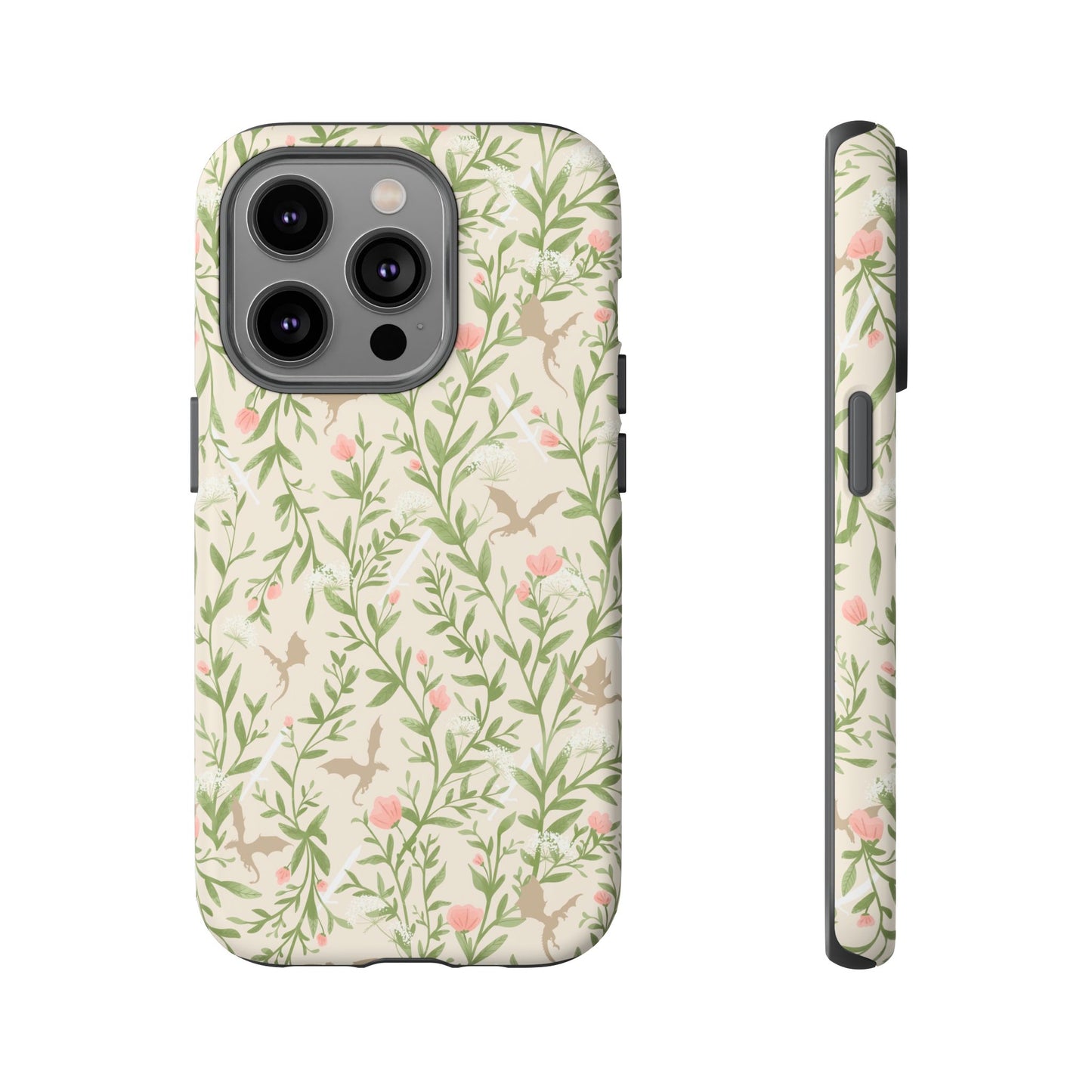 Fantasy Floral Dragons Tough Cases, Romantasy Reader Gift, Bookish Merch