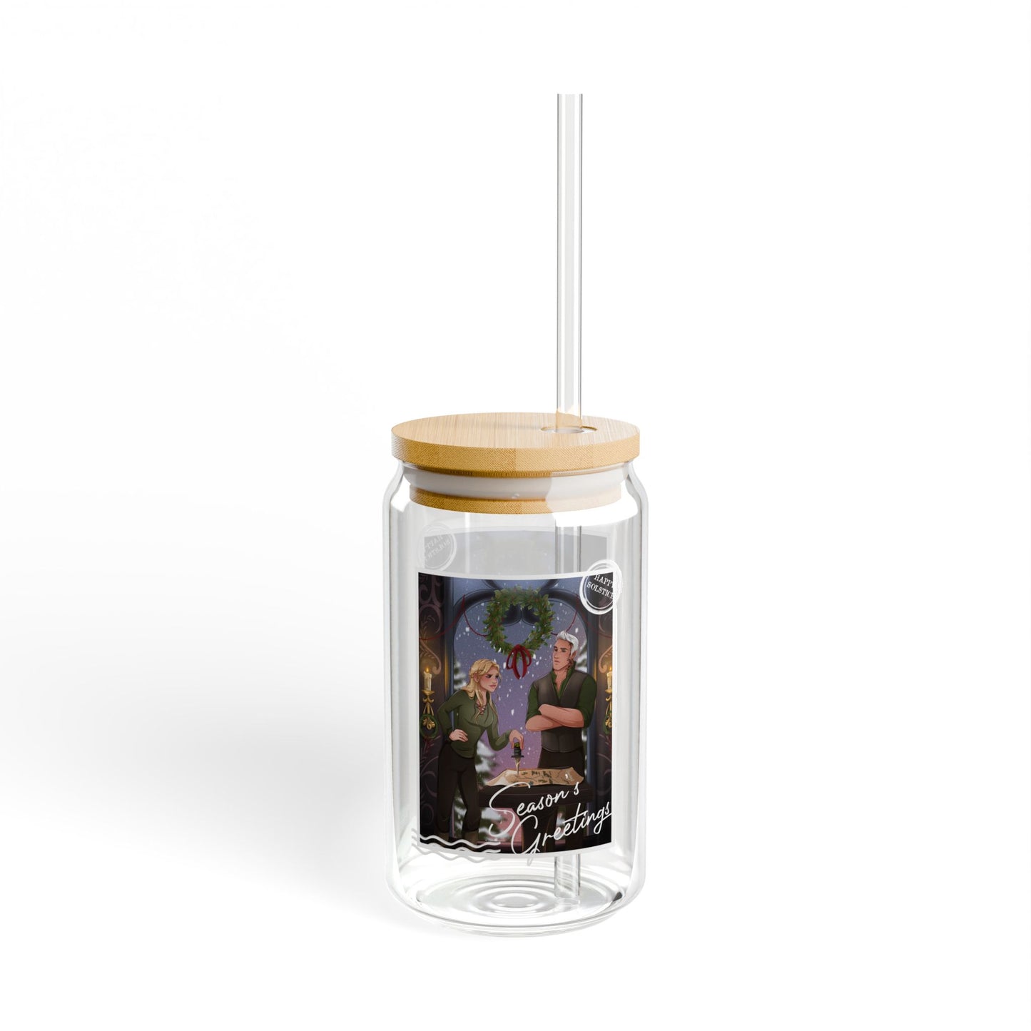 Seasons Greetings TOG 16oz Holiday Sipper Glass with Straw