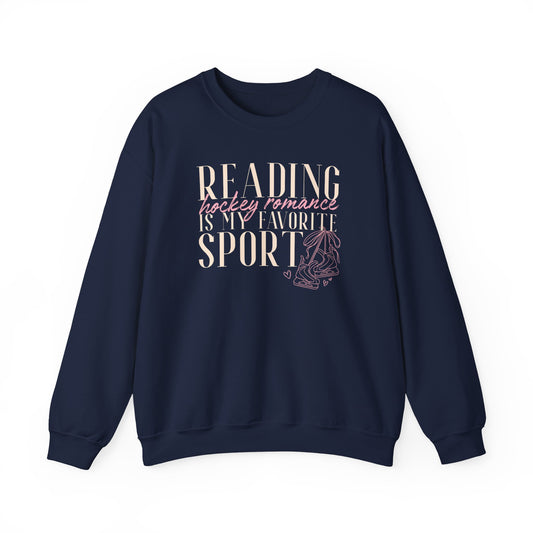 Reading Hockey Romance Is My Favorite Sport Crewneck Sweatshirt