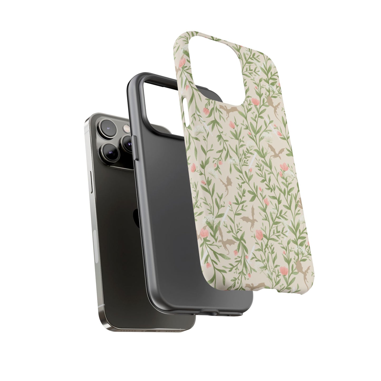 Fantasy Floral Dragons Tough Cases, Romantasy Reader Gift, Bookish Merch