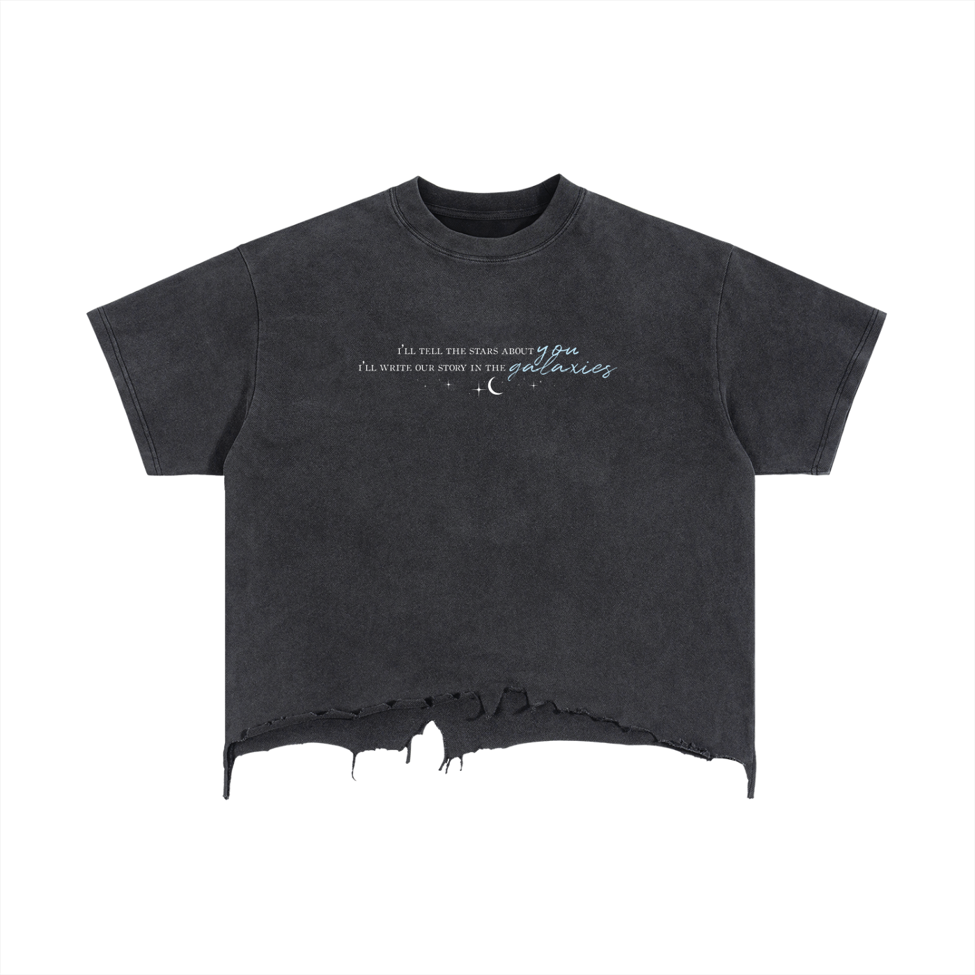 I’ll Tell The Stars About You Vintage Wash Boxy Distressed Hem T-Shirt | Officially Licensed Scars Beneath a Serpent’s Scales Tee | Nicole Platania Fantasy Book Shirt