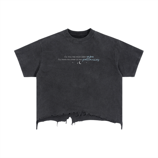 I’ll Tell The Stars About You Vintage Wash Boxy Distressed Hem T-Shirt | Officially Licensed Scars Beneath a Serpent’s Scales Tee | Nicole Platania Fantasy Book Shirt