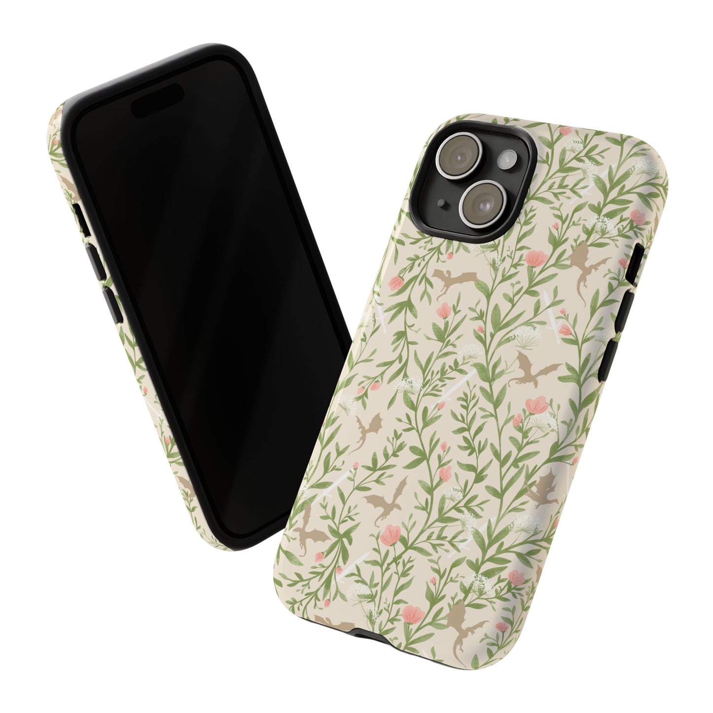 Fantasy Floral Dragons Tough Cases, Romantasy Reader Gift, Bookish Merch