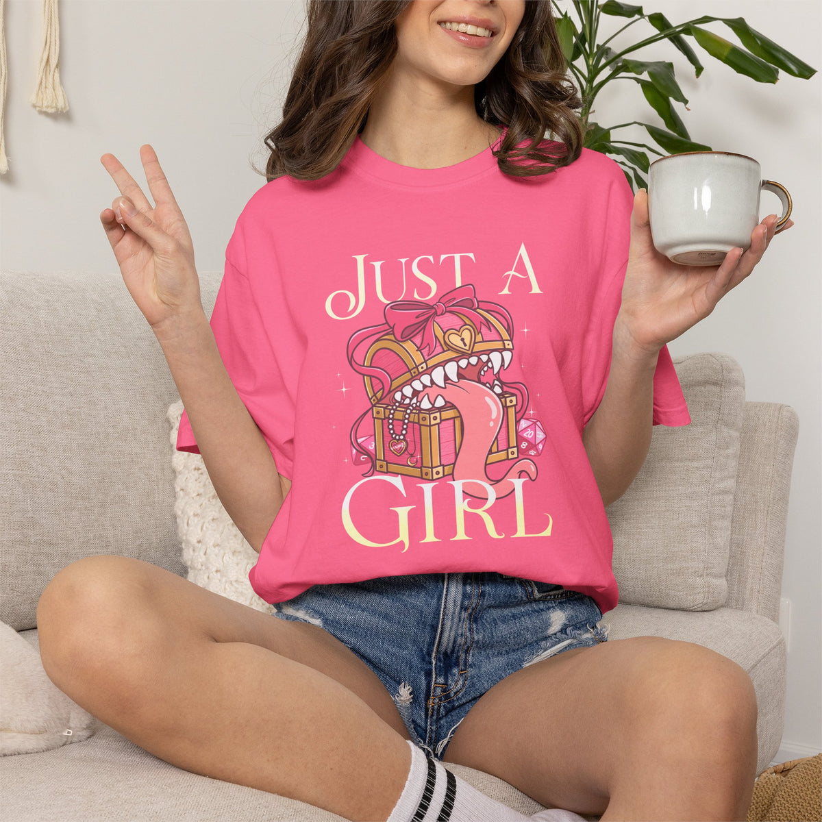 Just A Girl TTRPG Mimic T-shirt | Girlypop Cute Dnd Gift