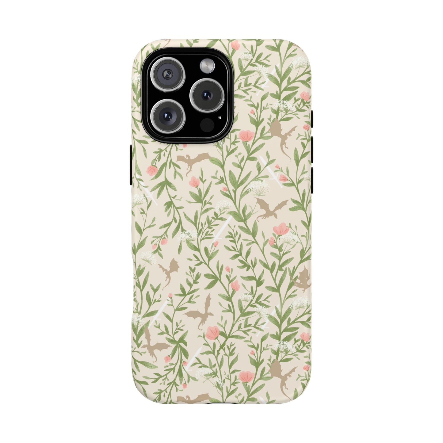 Fantasy Floral Dragons Tough Cases, Romantasy Reader Gift, Bookish Merch