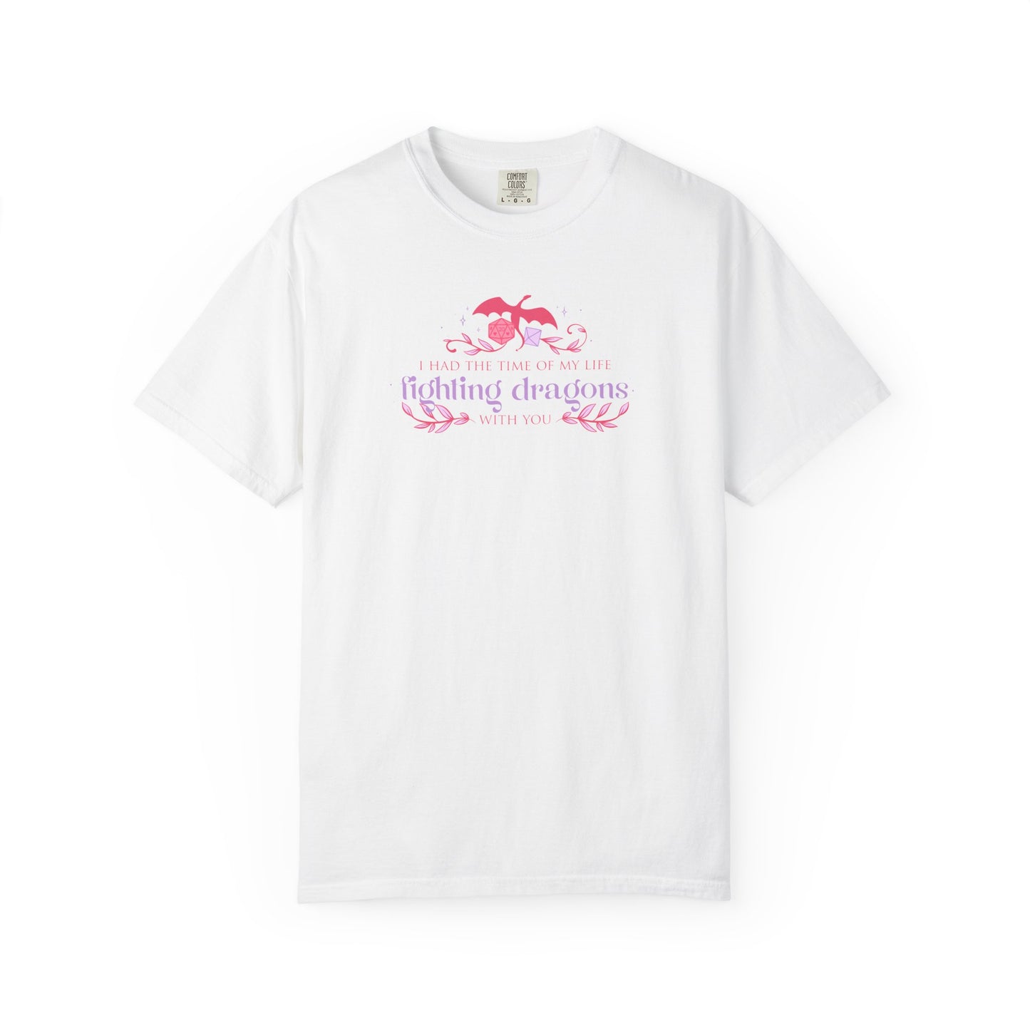 Fighting Dragons D&D Graphic T-Shirt | Pink Retro Fantasy Tee for Women | TTRPG Gamer Gift