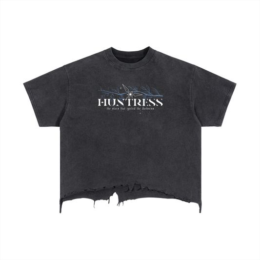 Huntress Vintage Wash Boxy Distressed Hem T-Shirt | Scars Beneath a Serpent’s Scales Officially Licensed Nicole Platania Apparel