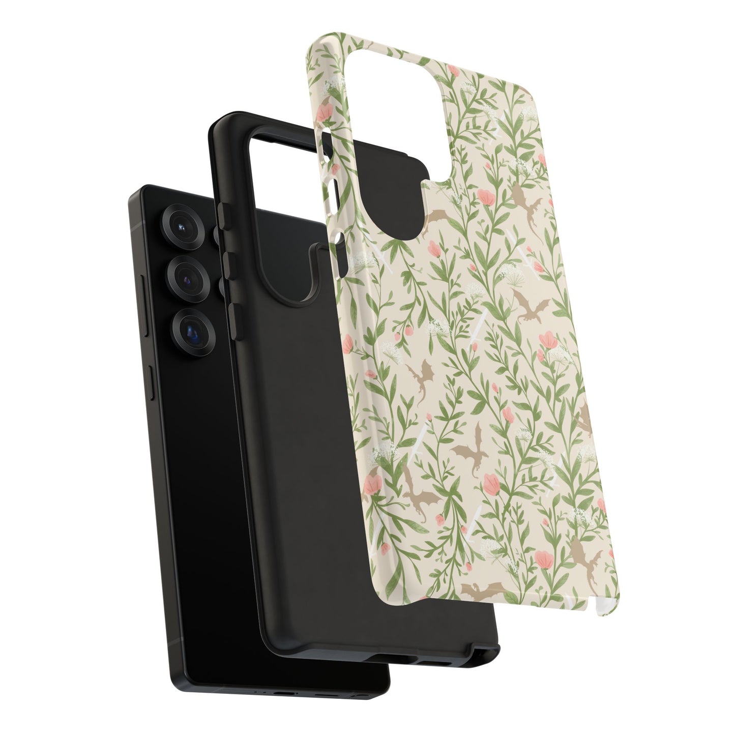 Fantasy Floral Dragons Tough Cases, Romantasy Reader Gift, Bookish Merch