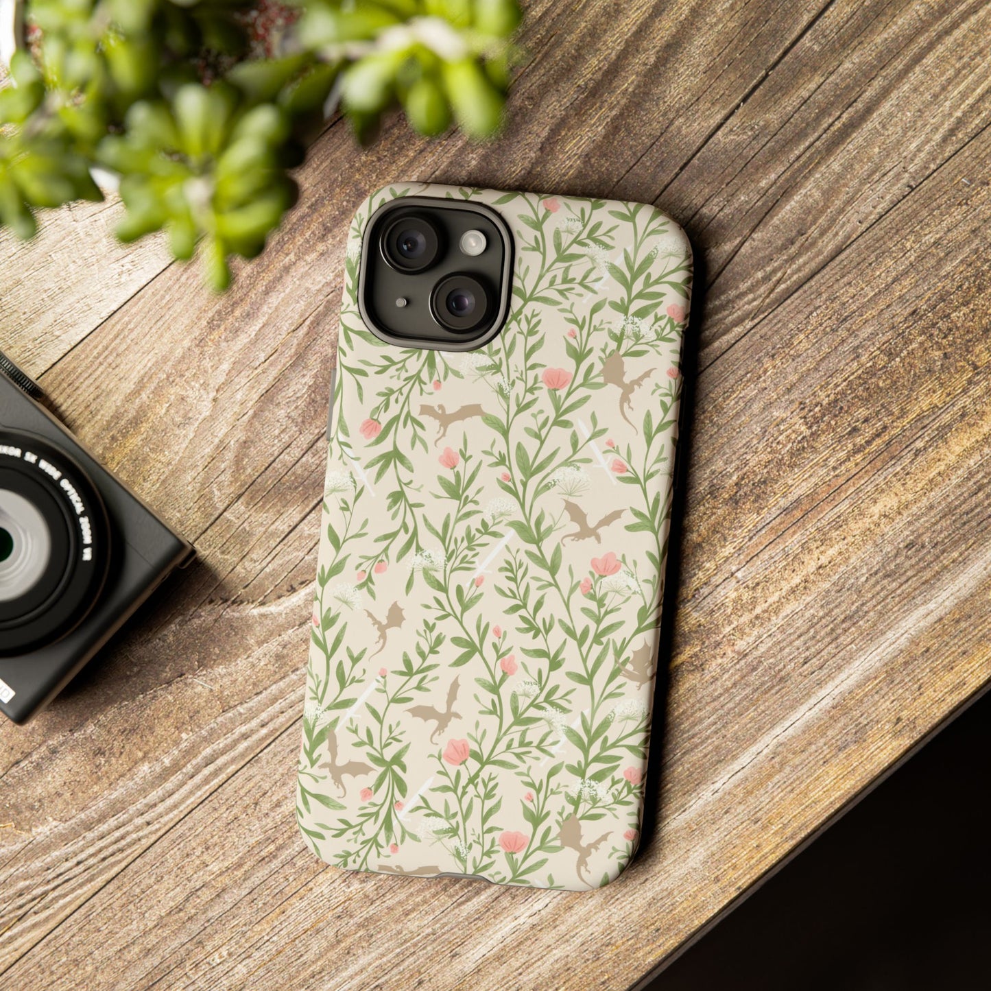 Fantasy Floral Dragons Tough Cases, Romantasy Reader Gift, Bookish Merch