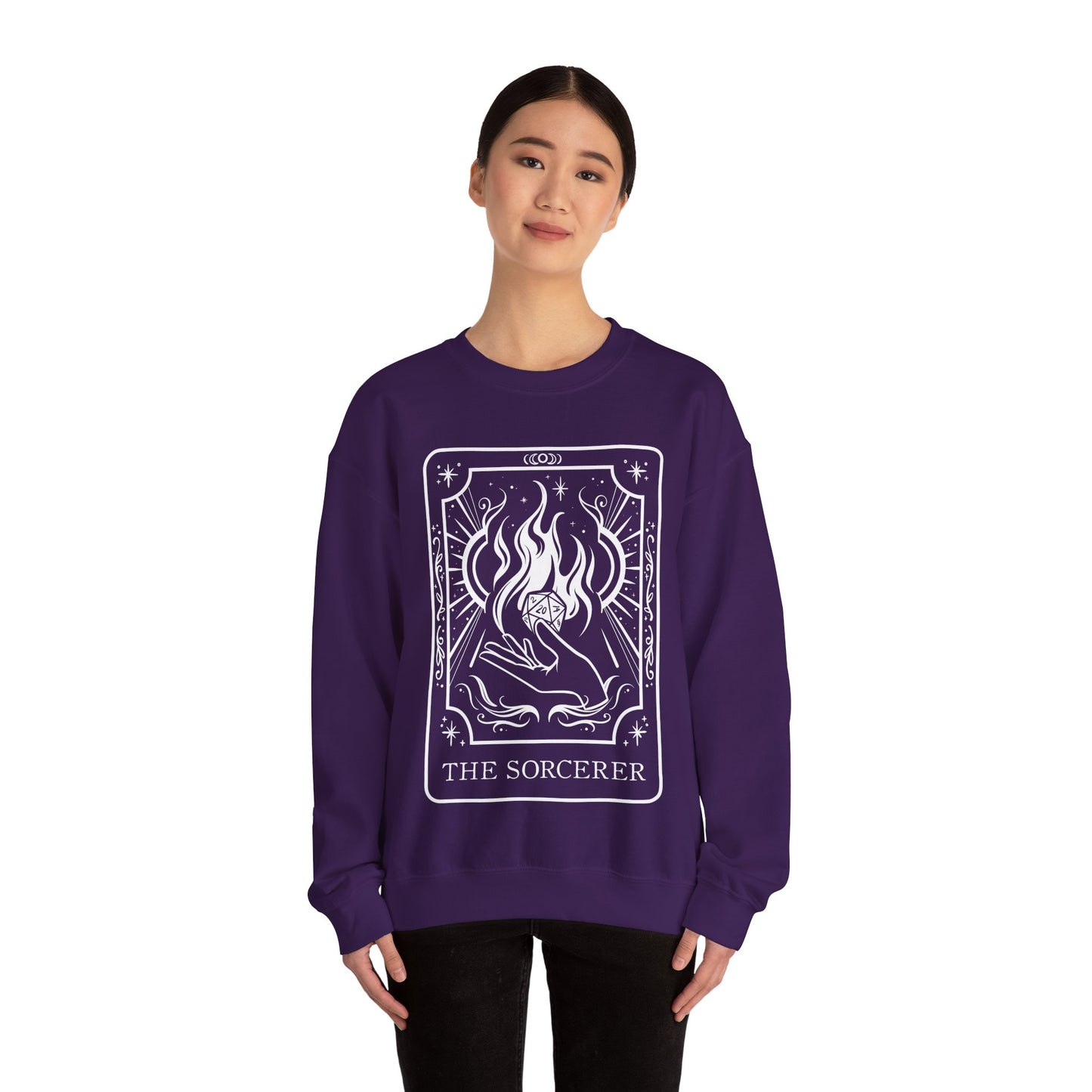 Sorcerer Tarot Card Gildan Sweatshirt Shirt | TTRPG Character Class Crewneck