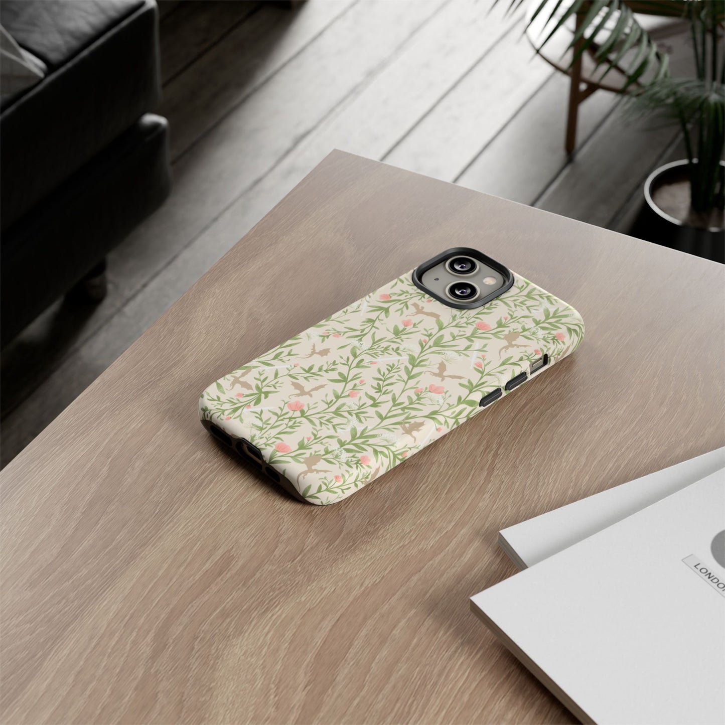 Fantasy Floral Dragons Tough Cases, Romantasy Reader Gift, Bookish Merch