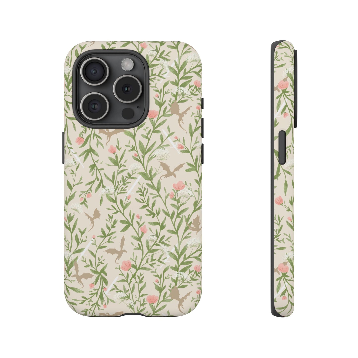 Fantasy Floral Dragons Tough Cases, Romantasy Reader Gift, Bookish Merch