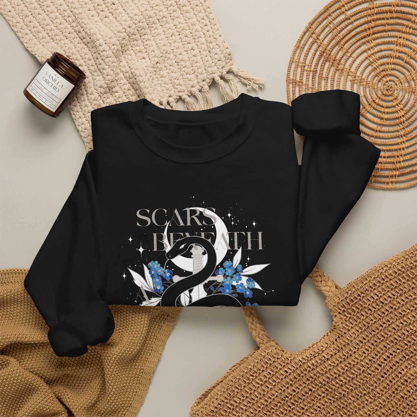 Scars Beneath a Serpent’s Scales 2-Sided Sweatshirt | Officially Licensed Scars Beneath a Serpent’s Scales Crewneck with Sleeve Details