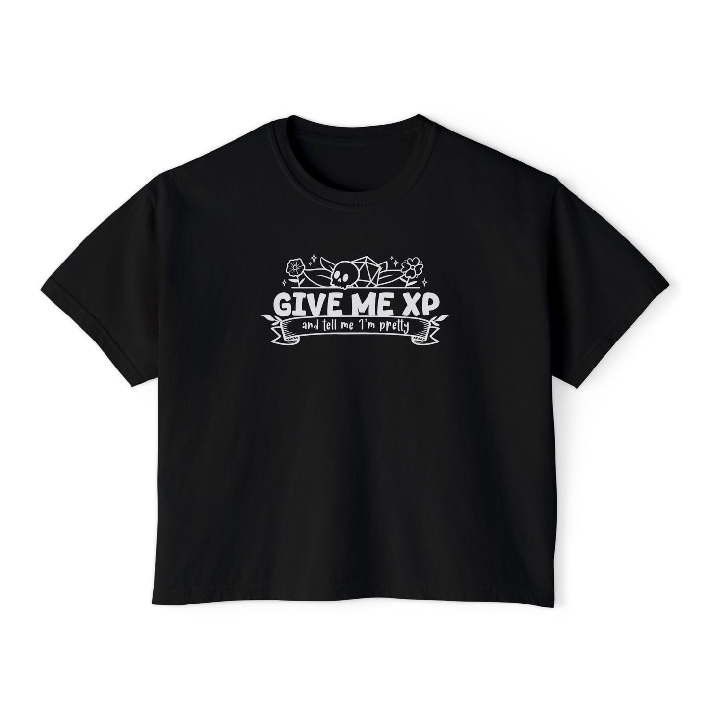Give Me XP and Tell Me I’m Pretty Boxy Tee | Ttrpg Gamer Shirt | Roleplay Gaming Gift | D20 Merch