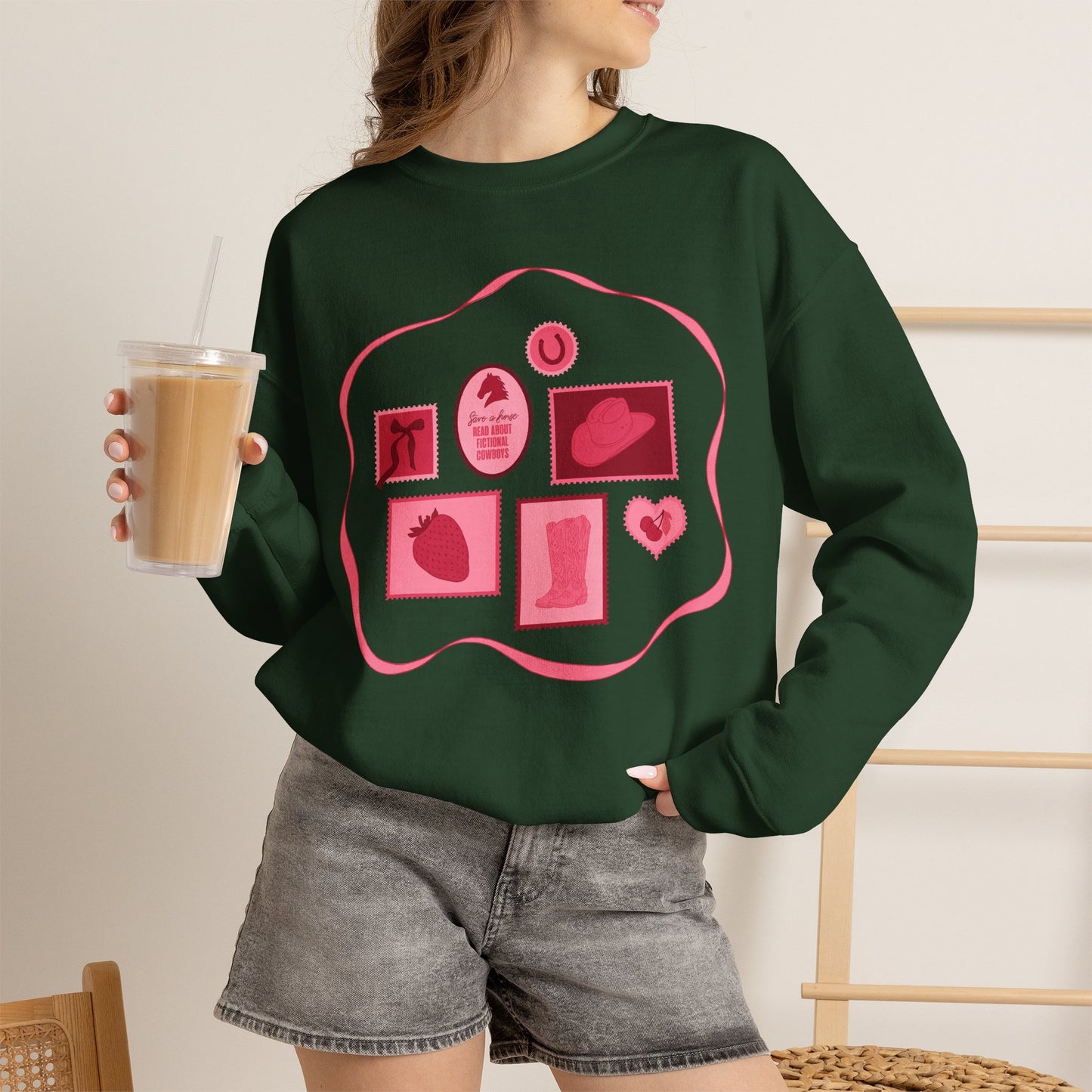 Save a Horse, Read About Fictional Cowboys Sweatshirt | Cowboy Romance Reader Crewneck