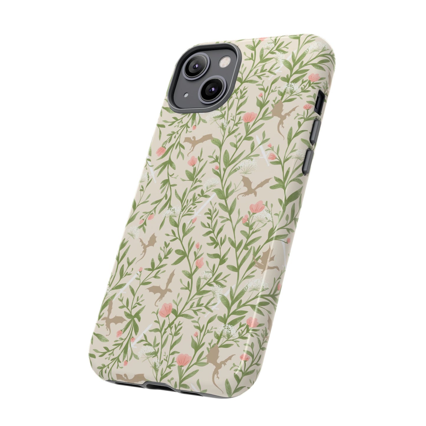 Fantasy Floral Dragons Tough Cases, Romantasy Reader Gift, Bookish Merch