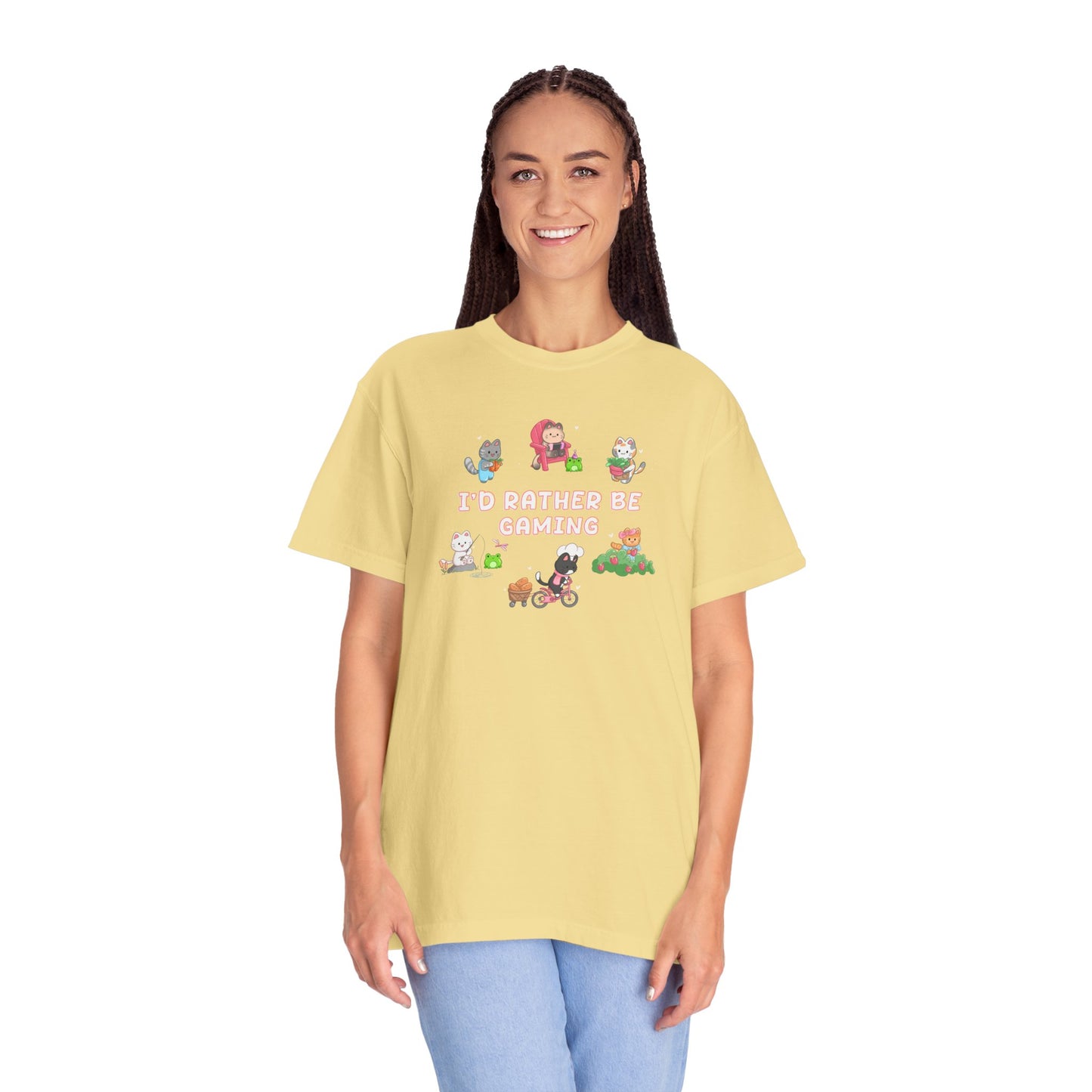 I’d Rather Be Gaming T-shirt - Cute Cat Lover Cozy Gamer Gift