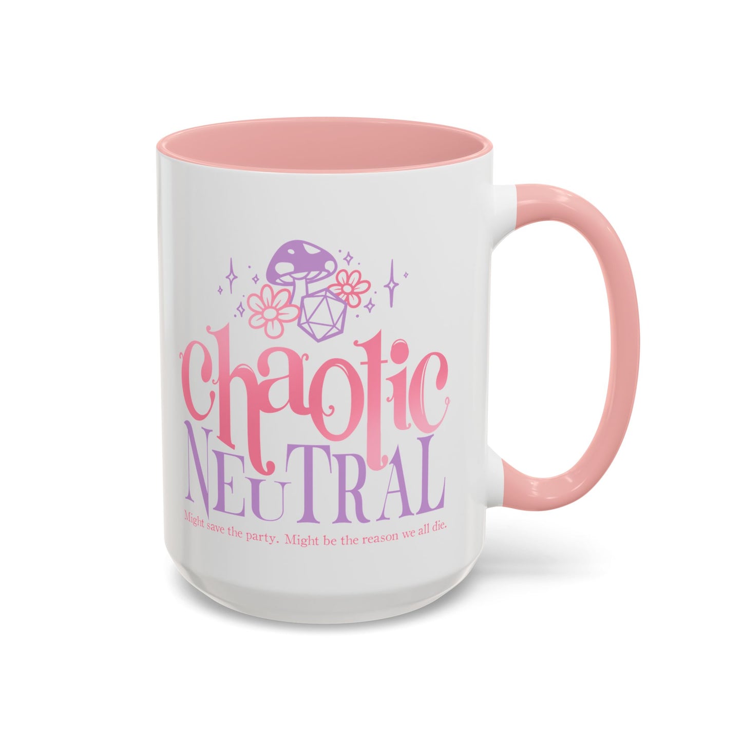 Chaotic Neutral Coffee Mug — Pink & Lavender DnD Fantasy Accent Mug (11/15oz)