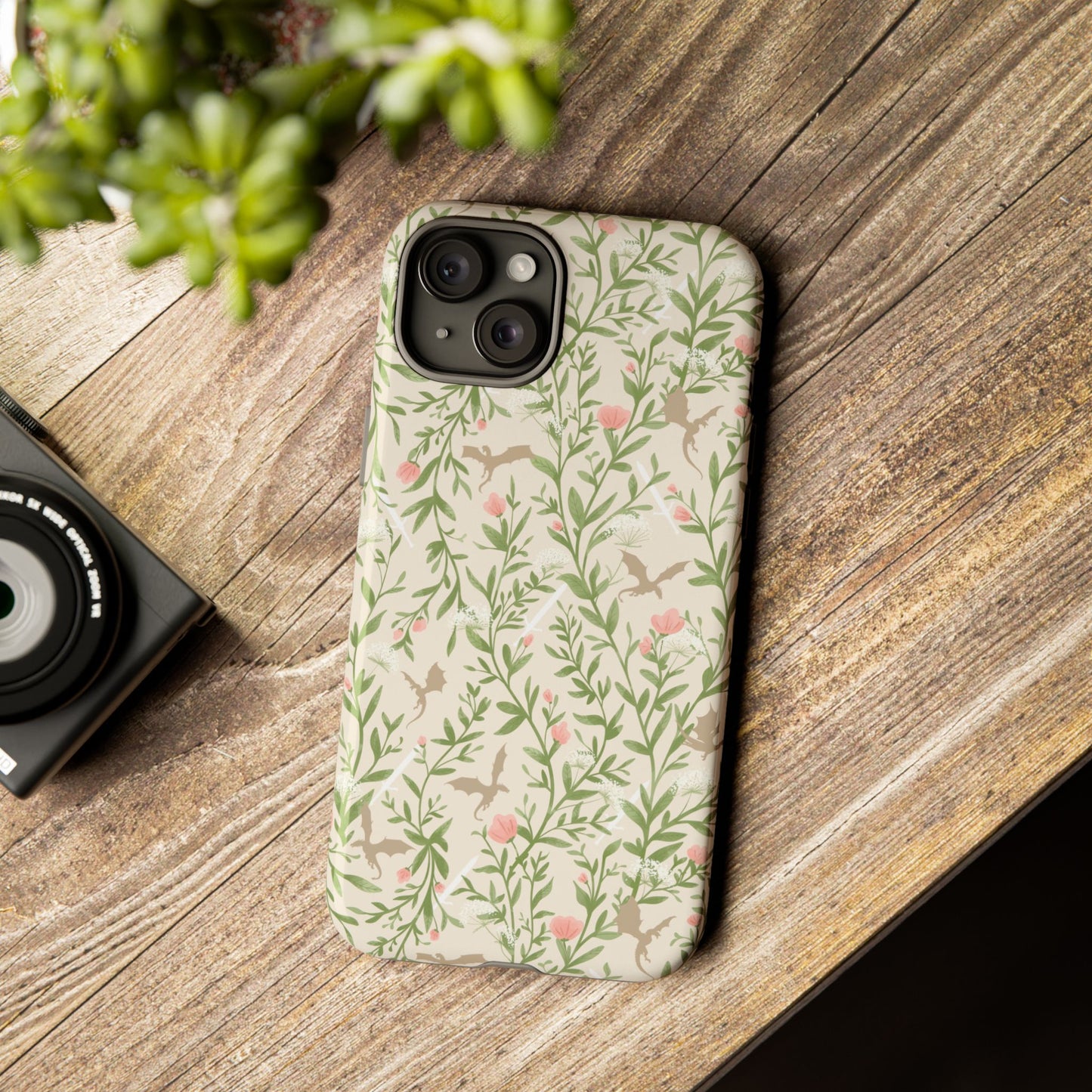 Fantasy Floral Dragons Tough Cases, Romantasy Reader Gift, Bookish Merch