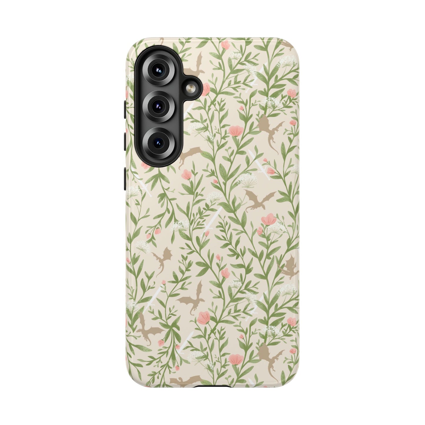Fantasy Floral Dragons Tough Cases, Romantasy Reader Gift, Bookish Merch