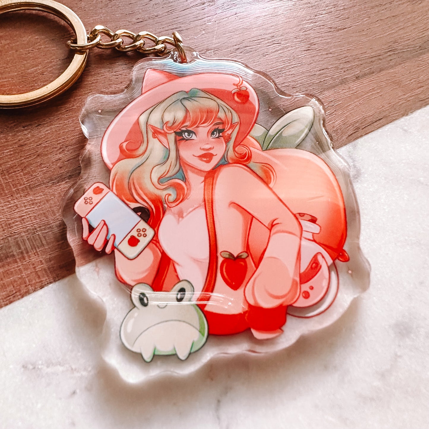 Peach Gamer Witch Keychain
