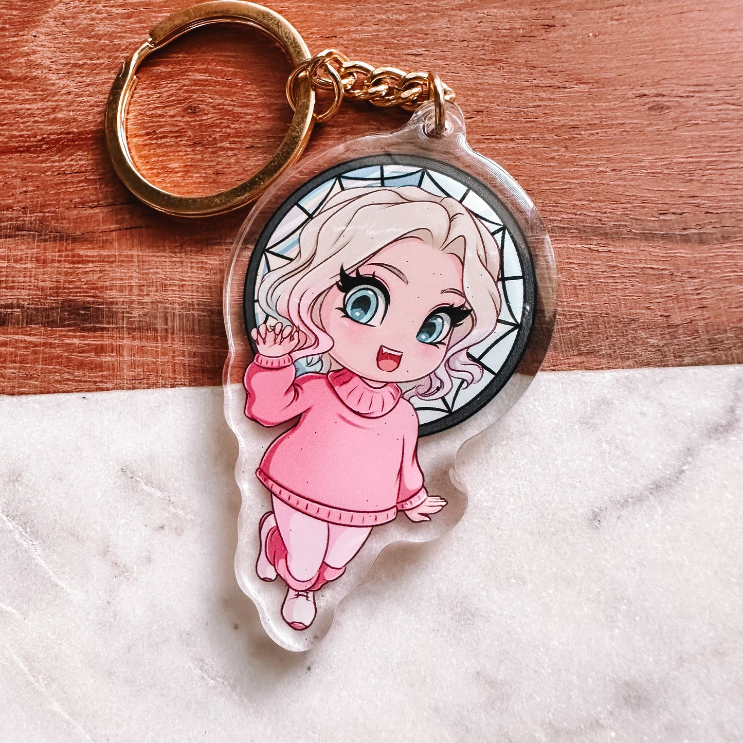 Pink Werewolf Girl Keychain