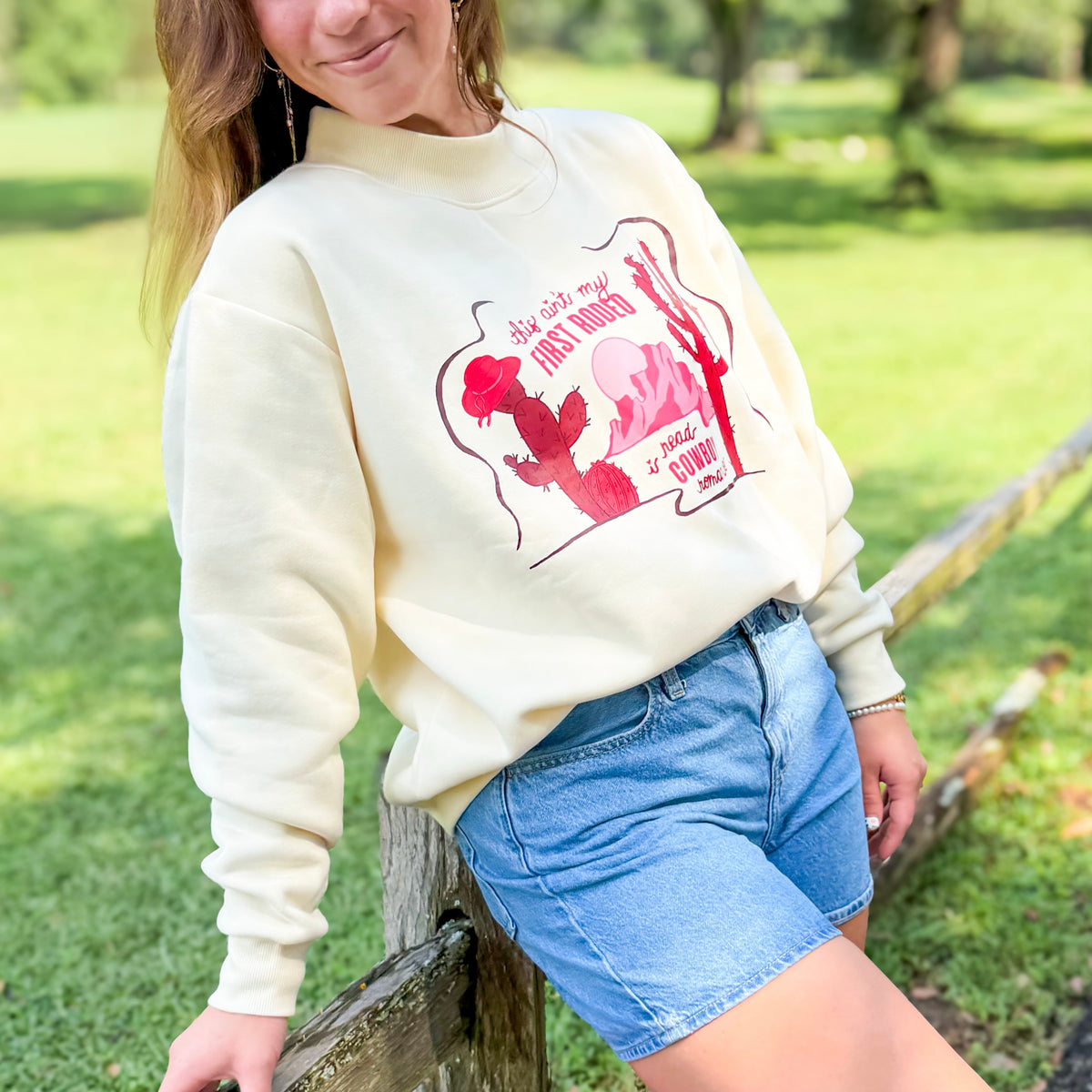 This Ain’t My First Rodeo Mock Neck Sweatshirt | Cowboy Romance Sweatshirt | Western Romance Reader Pullover