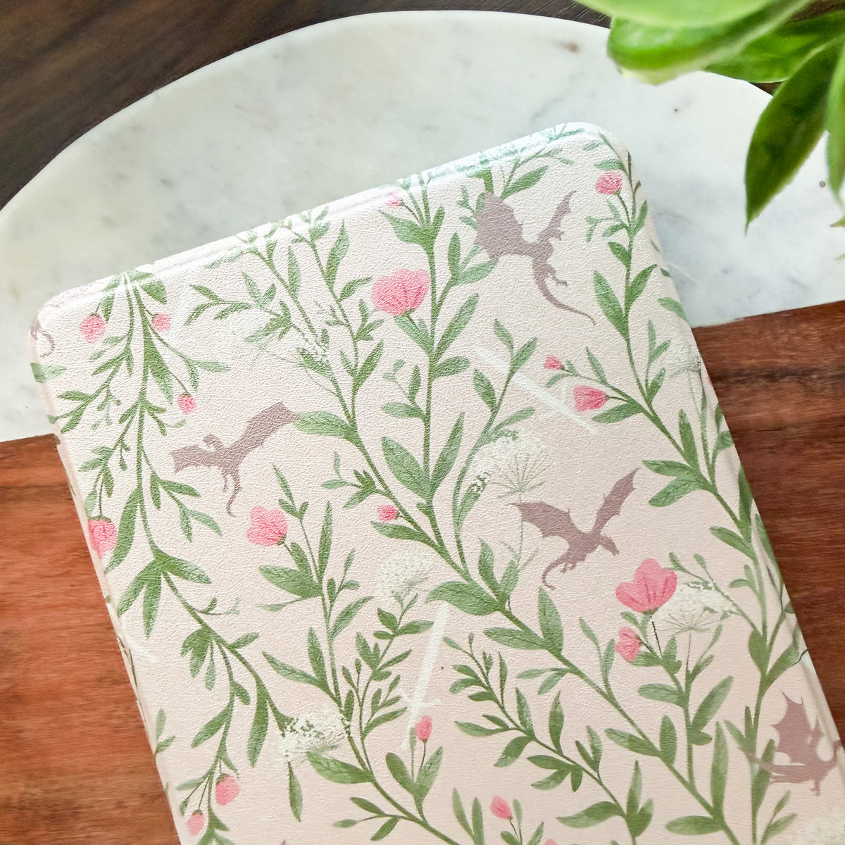 Floral Fantasy Dragons Kindle Case | Clear Back & Hand Strap | 6” Kindle, 7” Colorsoft & Paperwhite 12th Gen